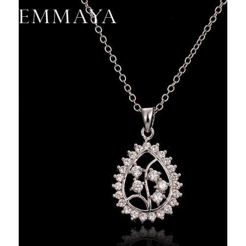 EMMAYA New Water Tears Shaped Crystal Rhinestone Cz Pendant Women Necklace Charming Jewelry Accessories
