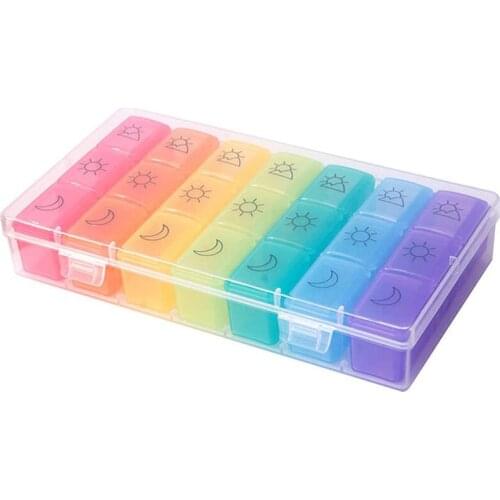 Weekly Pill Organizer 3-Times-A-Day, Portable 7 Day Pill Box Case with Large Separate Compartments to Hold Medication, Vitamins