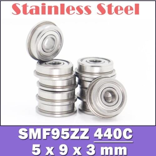 SMF95ZZ Flange Bearing 5x9x3 mm 10PCS Double Shielded Stainless Steel Flanged SMF95 Z ZZ Ball Bearings SMF95Z MF95 DDLF-950ZZ