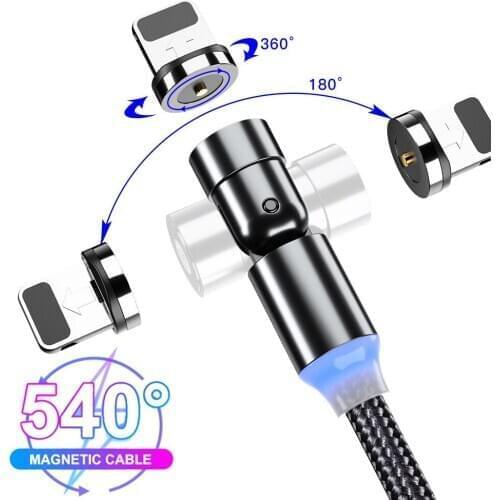 540° Magnetic Charger Cable USB Type C Magnetic Charging Micro USB C Cord For iPhone Xiaomi Huawei Samsung Fast Charging Wire