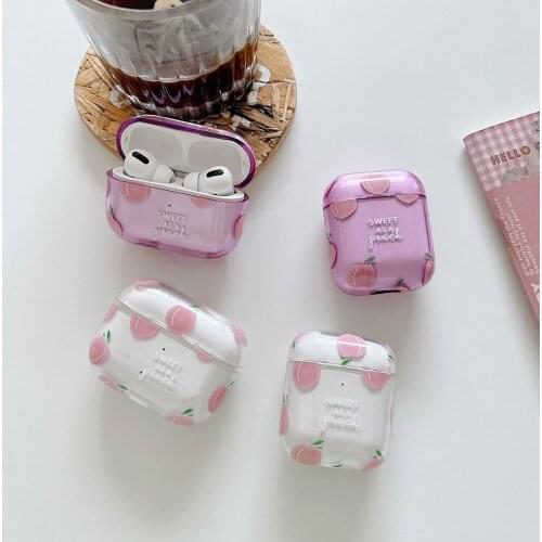 Cute For apple Airpods 2 / Airpods PRO Case Luxury sweet Peach Protection hearphone cover fundas For air pod pro Earphone case
