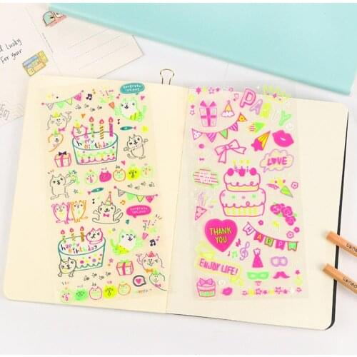 Cute Cake Cat Decorative Stickers Colorful Cartoon Scrapbooking Stickers Child Kids Toys Sticker Stationery