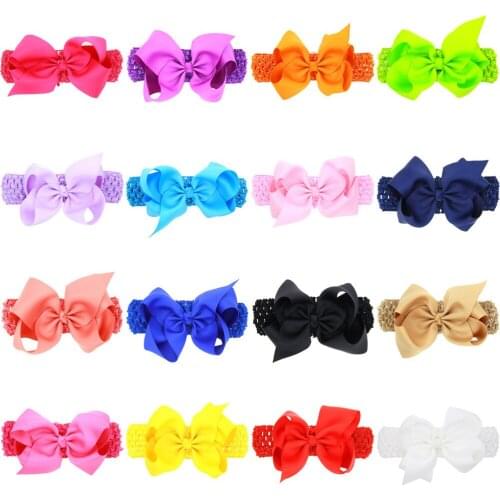 Fashion Grosgrain Ribbon Bows Infant Hairband Solid Color Knitting Hollowed Headband Newborn Hair Accessories Party Decoration