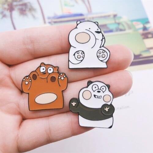 Cartoon Fun Cute Animal Panda Bear Enamel Brooch Custom Alloy Badge Clothes Bag Pin Fashion Woman Jewelry Accessories Gift