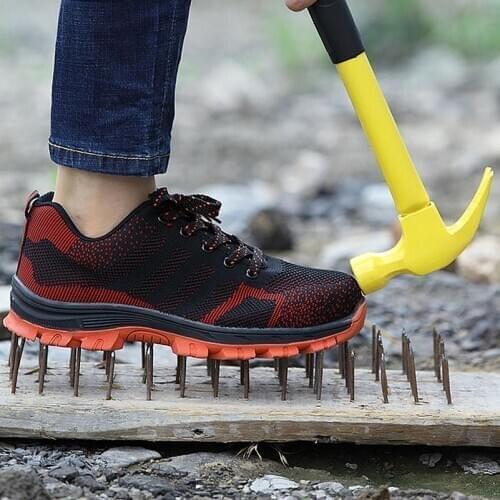 Men Outdoor Anti-slip Steel Puncture Proof Protetive Safety Shoes Big Size Mens Breathable Mesh Steel Toe Cap Work Shoes Boots