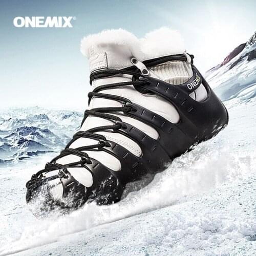 Onemix winter boots for men walking shoes for women outdoor trekking shoe no glue sneakers autumn winter warm keeping shoes