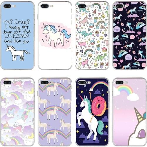 77H unicorn with rainbow pink Soft TPU Silicone Cover Case For Apple iPhone 6 6s 7 8 plus Case
