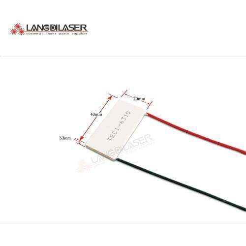 Peltier cooling plate TEC1-6310 , for laser beauty machine , voltage : 6V , current : 10A , power : 60W , size : 40*20*3.2mm