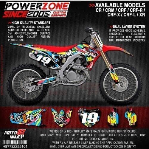 PowerZone Custom Team Graphics Backgrounds Decals 3M Stickers Kit For HONDA CRF250R 2014-2017 CRF450R 2013-2016 101