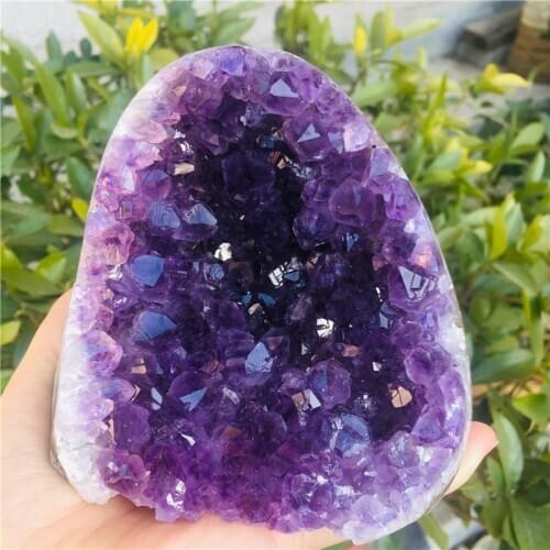 Natural Amethyst Geode Quartz Cluster Crystal Specimen Energy Healing