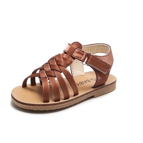 Boy Girls summer sandals Fashion Roman Open toe Sandals child classic Braided cross belt Soft bottom non-slip flat shoes 21-30