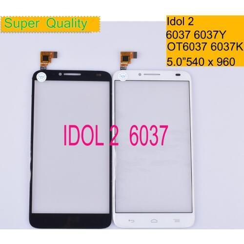 10Pcs/lot For Alcatel One Touch Idol 2 6037 6037Y 6037K OT6037 Touch Screen Touch Panel Sensor Digitizer Front Glass Touchscreen