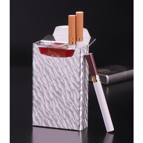 Ultra-thin Wave Pattern Portable Cigarette Case Metal Smokes 20 Sticks Storage Boxes Anti-stress Moisture Proof Tobacco Holder