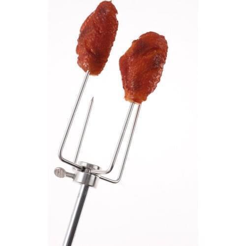 Stainless Steel Spit BBQ Forks Rotable Grill Non-Stick Skewer Forks Chicken Roaster Rack Kitchen Rotisserie BBQ Accessories Tool