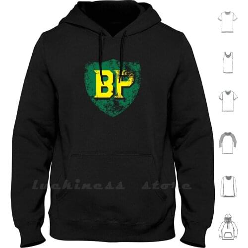 Vintage British Petroleum Emblem Hoodies Long Sleeve Bp Distressed Logo Vintage British Emblem Petroleum