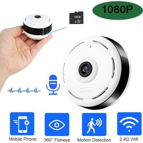WIFI 1080P camera 360 degree panoramic fisheye mini wireless network video recorder indoor home security video receiver