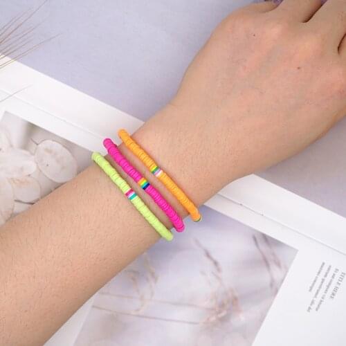 GO2BOHO Polymer Clay Beads Bracelets Women Summer Heishi Disc Bracelet Femme African Style Pulseras Mejer Handmade Jewelry