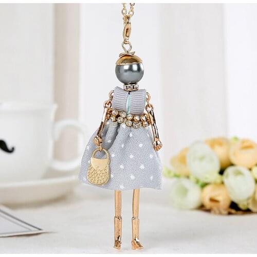 New Arrival Dress Flower Doll Necklace for Women Long Chain Sweater Statement necklaces & pendants