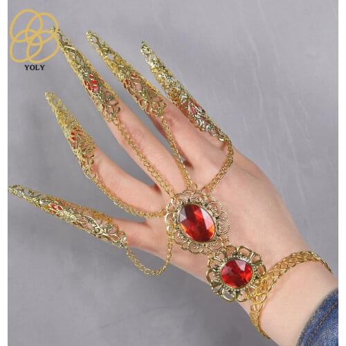 1 Pcs Ancient Antique Style Queen False Nail Rings Hollow Knuckle Finger Ring Finger Tip Belly Dance Fashion Jewelry Accessories