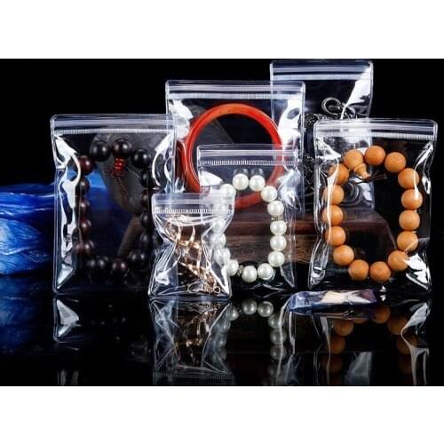 100Pcs Mini PVC Gift Bag Transparent Jewelry Packaging Bag 25 wire Plastic Ziplock Bags Anti-tarnishing Storage Bag for Bracelet
