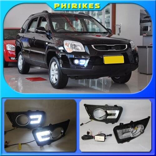 2PCS LED Daytime Running Light For Kia Sportage 2009 2010 Dimming Style Relay Waterproof ABS 12V Car LED DRL Lamp Daylight