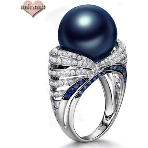 2019 Fashion Luxury Pop Ring High Pearl Quality Retro Atmosphere Simple Blue Zircon Ladies Jewelry Wholesale Lord Of The Love