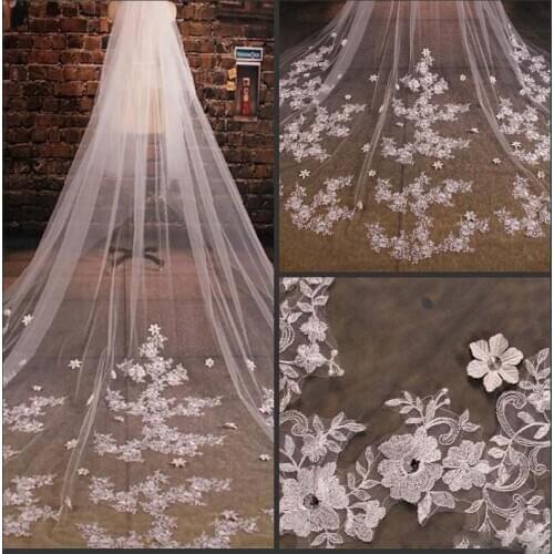 2021 Wholesale Bridal Veils Styles Tulle Wedding Veils Lace Beaded Long Accessories