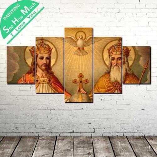 5 Piece Holy trinity Modern Artwork Wall Art Canvas Poster and Print Canvas Painting Decorative Picture Home Decor