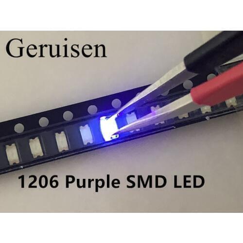 500PCS 1206 purple/uv smd super bright lamp lights-emitting diodes 390-410NM 3..2*1.6*0.8MM SMD 1206 LED DIODES