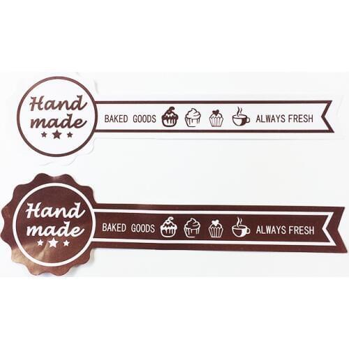 600 Pcs/lot Long Style Handmade Seal Sticker Always Fresh White&Brown Paper Baking Sealing Stickers Vintage DIY Gifts Bake Label