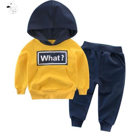 BINIDUCKLING Fashion Boy Girl Clothes Sport Suit Kid Outfits Hooded 100% Cotton Sweatshirt+Pants Set Childrens Clothing Set