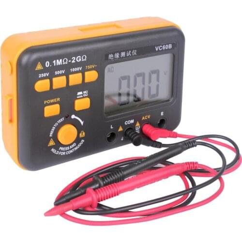 Factory outlet VC60B Megohmmeter Digital Insulation Resistance Tester Megger meter 1000V / 2GΩ Short Circuit Input Alarm