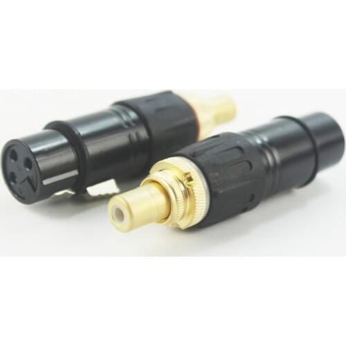 XLR Female to RCA Female Socket Adapter Gold Balanced Cable Plug Phono (Pair)