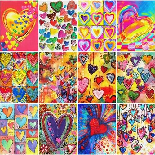 HUACAN Full Square Diamond Painting Heart 5D Diamond Embroidery Cartoon Home Decor Couple Gift