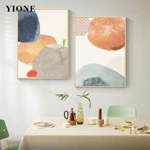 Japanese Style Irregular Waves Cloud Stone Canvas Paintings Nordic Abstract Art Posters and Prints Wall Pictures for Living Room