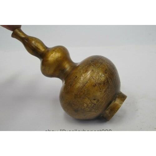 China Folk old Bronze Copper Auspicious Boy Crane Wild beast Pot Crock Vase