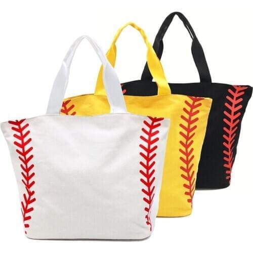 2019 Super Large High Quality Softball Baseball Canvas Cotton Girls Tote Bags Team Players Accessories Handbags