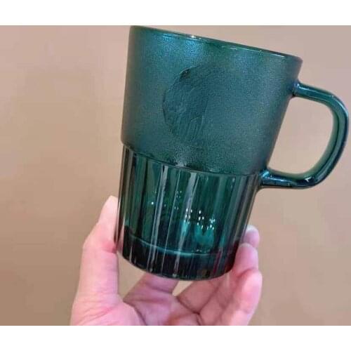 Creative large-capacity coffee cup with LOGO dark green bronze medal glass cup mermaid goddess water cup with Logo