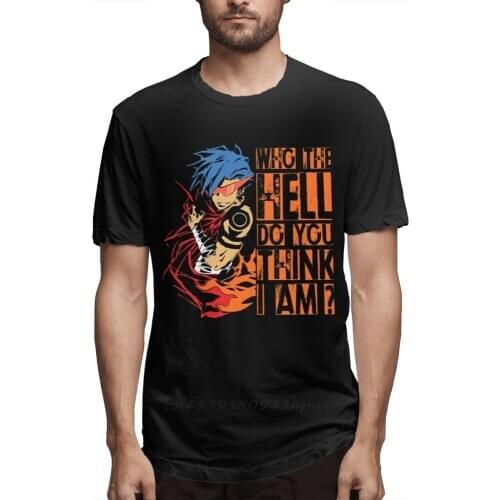 Cool Design T-shirt Anime Gurren Lagann Kamina T Shirt For Man 3D Print Tee Shirt Round Collar T-shirt Wholesale