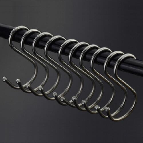 10pcs/lot Free Shipping Small Szie Stainless Steel Modern Hangers Kitchen S hooks for Pots and Pans