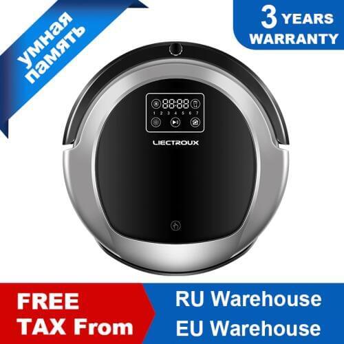 LIECTROUX Robot Vacuum Cleaner B6009,2D Map & Gyroscope Navigation,with Memory,Low Repetition,Virtual Blocker,UV Lamp,Water Tank