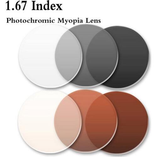 EYELOOK 1.67 Photochromic Optical Lens Ultra thin Transition Grey Brown for Myopia Presbyopia Reading Glasses Lens