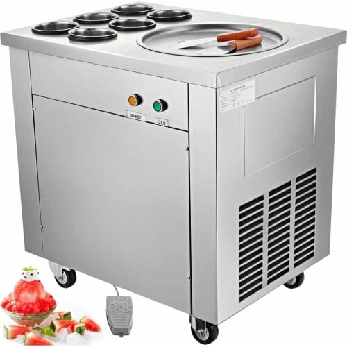 Single Pan Fried Ice Cream Machine Defrost Fry Roll Making 304 Stainless Steel