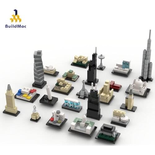 Buildmoc City Architecture Set Series Liberty 24 Buildings Street View Modular House Building Block Model Children Toys Gifts