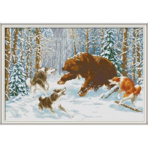 Wolves and bear in the snow Diamond painting cross stitch kit Square Round Drill stitching embroidery DIY handmade needlework