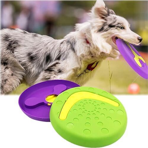 New Dual Usage Dog Toys Flying Disc Outdoor Interative Pet Training Toy Flying Disk Portable Dog Food Bowl for Medium Large Dog