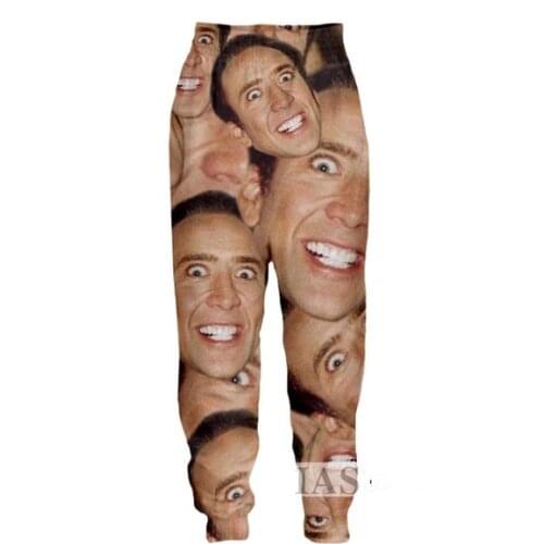 NEW Harajuku Famous Actor Nicolas Cage Funny 3D Print Women Mens Jogger Pants Sweatpants Trousers Plus Size S-7XL streetwear men