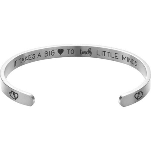 New hot selling creative lettering it takes a big love to teach ... open titanium steel bracelet