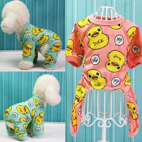 Cute Duck Dog Pajamas Cotton Small Dog Clothes Chihuahua Yorkie Bichon Pug Costume Puppy Clothing for Dog Jumpsuit Drop Shipping