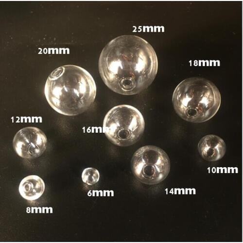 Wholesale 500 piece 6-25mm hollow glass ball beads with hole round bubble vial glass globe orbs jewelry findings glass locket